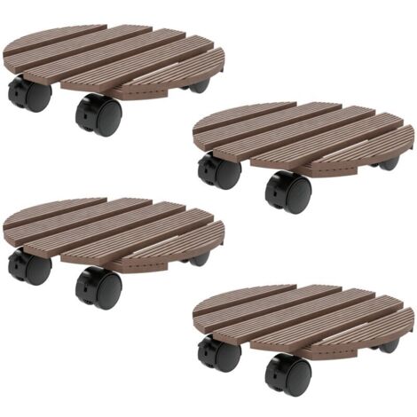 Lot de 4 supports ronds Ø30 cm pour plantes - porte plante à roulettes, intérieur et extérieur