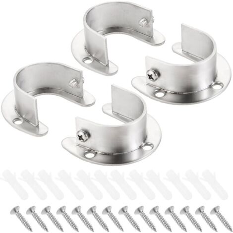 Lot de 4 supports tringle rideau 32 mm acier inoxydable salle de bain cuisine