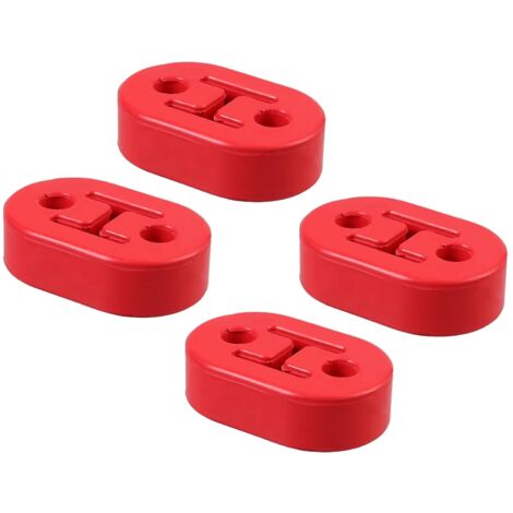 Lot de 4 supports universels en caoutchouc pour échappement, rouge, pour tuyau d’échappement de voiture, support robuste pour échappement, amortisseur de choc, 2 trous, 12 mm, pour la