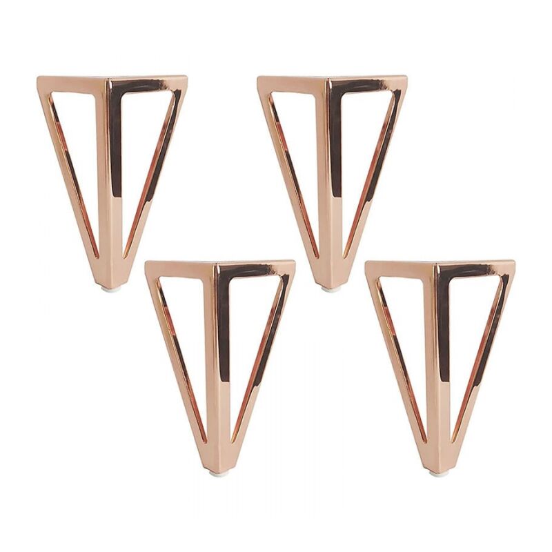 Cyslmuk - Lot de 4 Table en Métal Triangulaires 15cm Pieds de Meuble Style Moderne pour Armoires Canapés Lit Rose