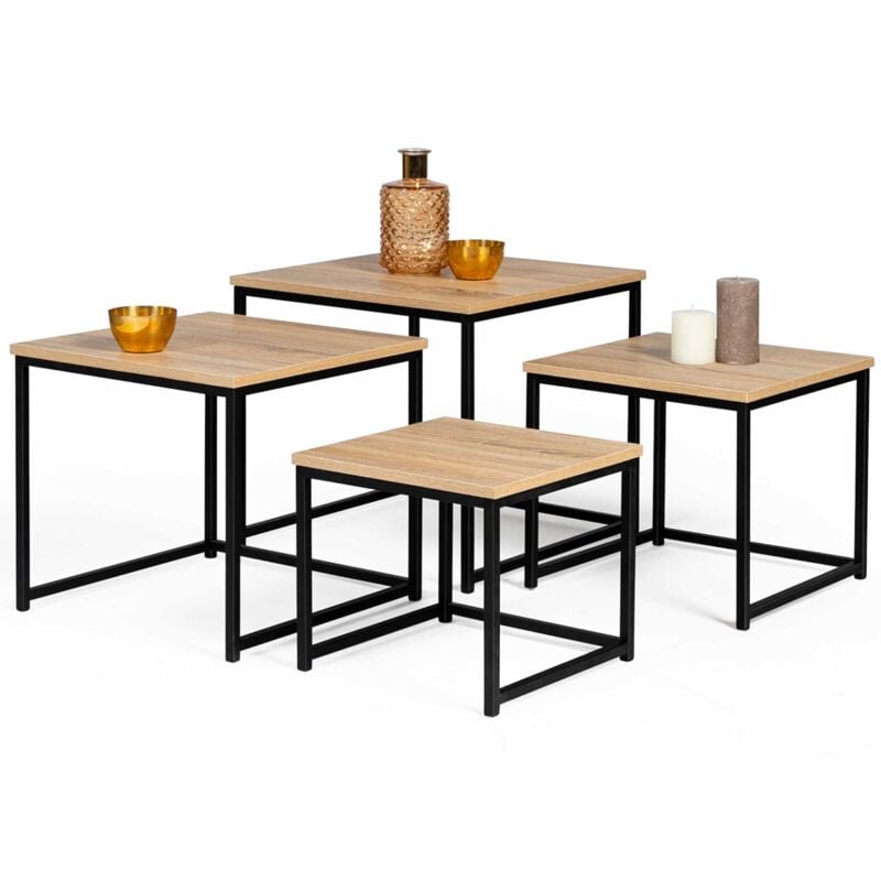 Idmarket - Lot de 4 tables basses gigognes detroit 35/40/45/50 design industriel