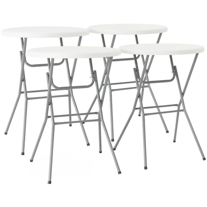 Lot de 4 tables de réception. tables mange debout pliantes acier blanc