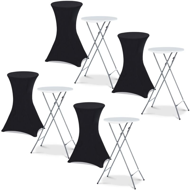 Idmarket - Lot de 4 tables hautes pliantes 105 cm et 4 housses noires