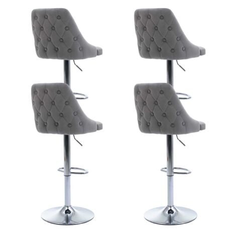 WAHSON OFFICE CHAIRS 4 Tabouret de Bar en Velours Chaises Hautes de Bar Réglable avec Dossier pour Cuisine, Gris