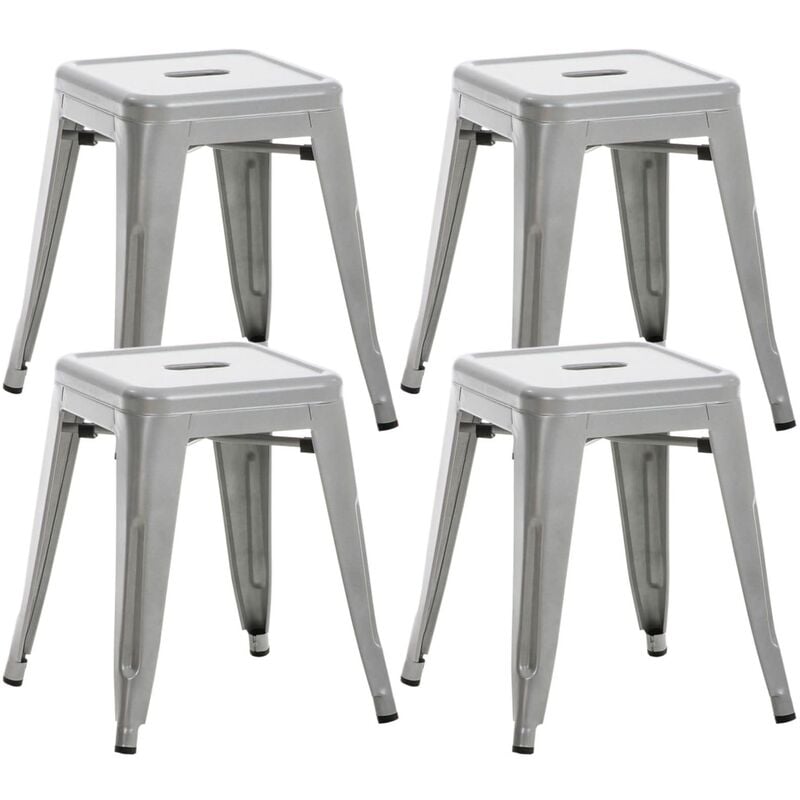 Ensemble de 4 tabourets industriels en métal empilable idéal pour la barre des différentes couleurs colore : argent