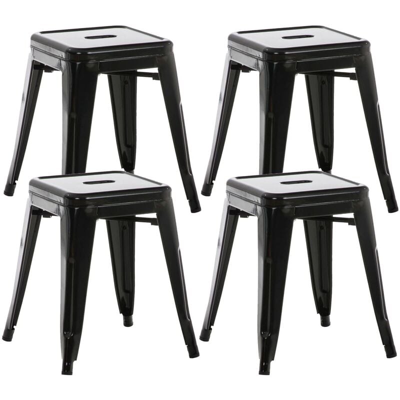 CLP - Lot de 4 tabourets bas au style industriel Armin en métal Noir