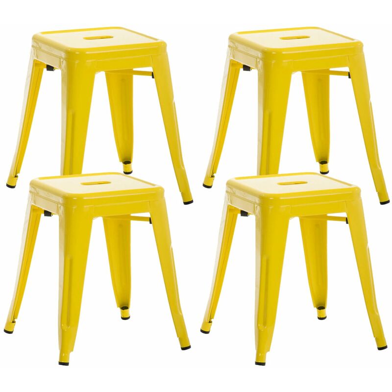 CLP - Lot de 4 tabourets bas au style industriel Armin en métal Jaune
