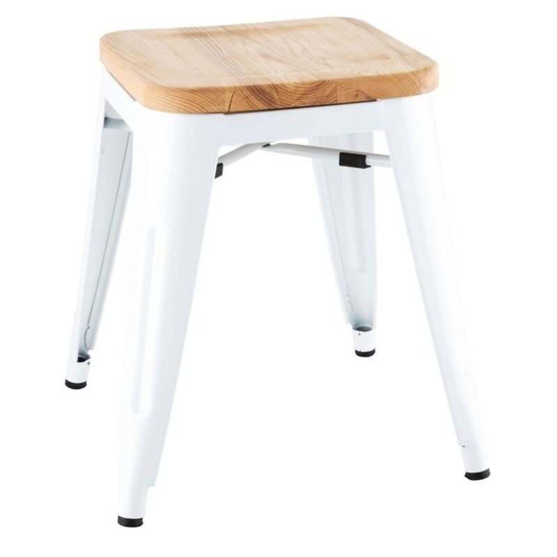 Tabouret Bas Bistrot Assise en Bois - Lot de 4 - Bolero