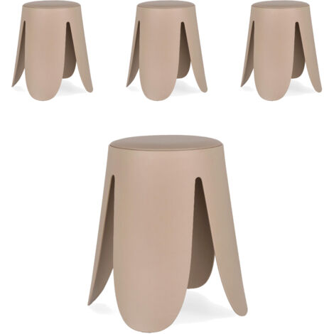 Lot de 4 tabourets d’appoint empilables IMOGEN - Hauteur d'assise 47cm-Taupe