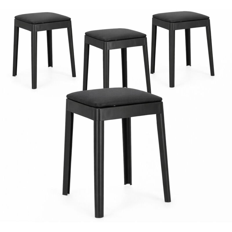Lot de 4 tabourets d’appoint empilables SCOOBY - Hauteur d'assise 49cm-Noir