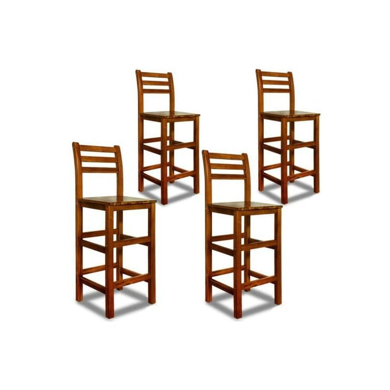 Lot de 4 tabourets de bar 110 cm en bois d'acacia. Grande qualité de fabrication