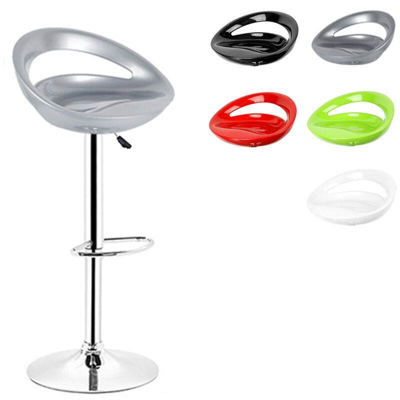 Skecten - Lot de 4 Tabourets de Bar abs Pivotant et Réglable en Hauteur 55 cm - 75 cm, Chaise de Bar, Gris