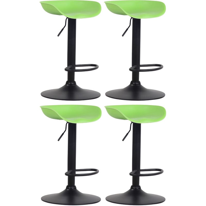 CLP - Lot de 4 Tabourets de bar Anaheim assise en plastique et Pied trompette en métal Vert Noir