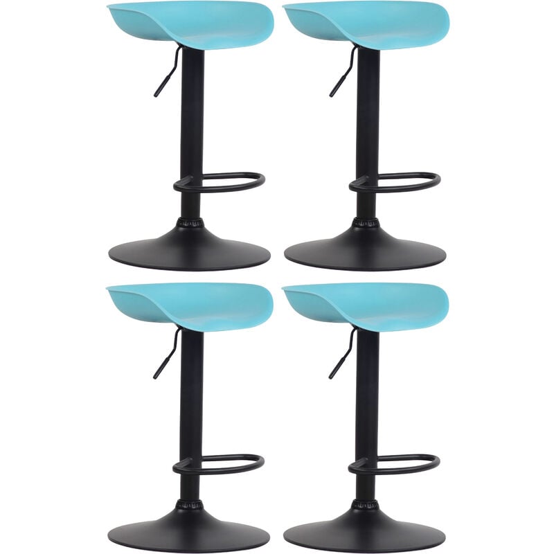 Lot de 4 Tabourets de bar Anaheim assise en plastique et Pied trompette en métal Bleu Noir