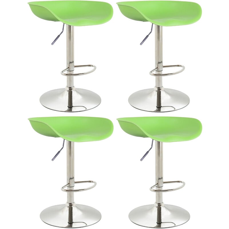 Lot de 4 Tabourets de bar Anaheim assise en plastique et Pied trompette en métal Vert Chrome