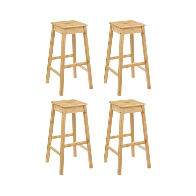 Lot de 4 Tabourets de Bar Bambou 75cm Naturel