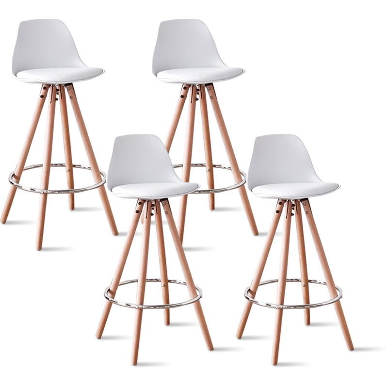 Lot de 4 tabourets de bar blancs - Soren