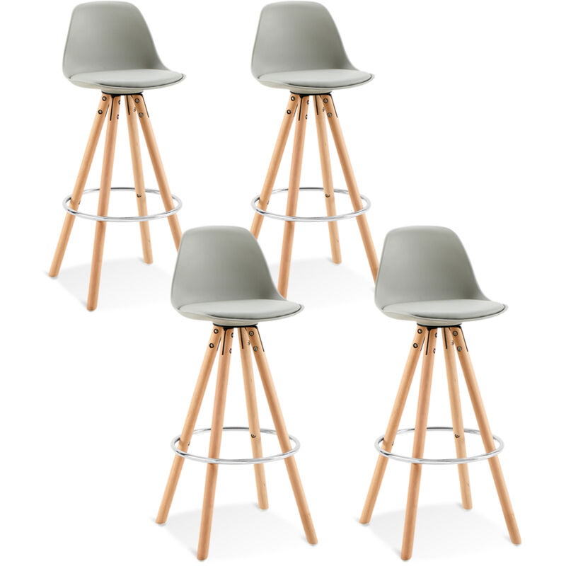 Lot de 4 tabourets de bar grises - Soren