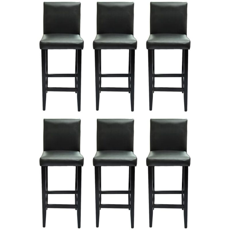 Vidaxl - Tabourets de bar lot de 6 noir similicuir