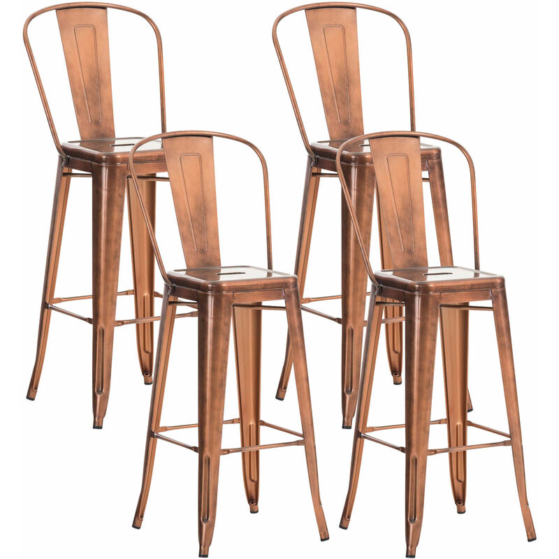 Lot de 4 tabourets de bar Design Aiden Cuivre