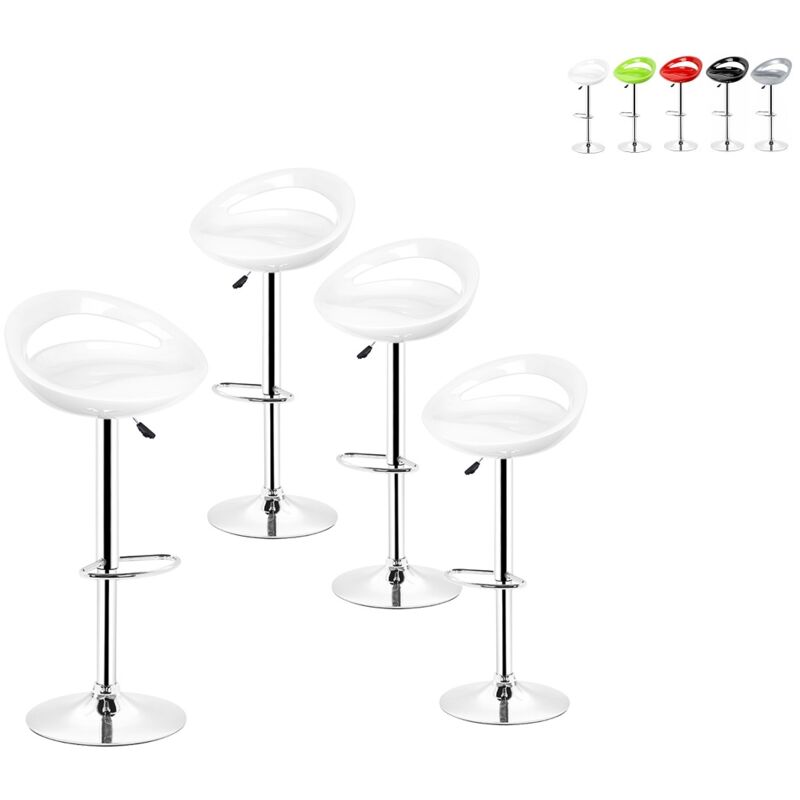 Lot de 4 Tabourets de bar design plastique ABS avec dossier blanc