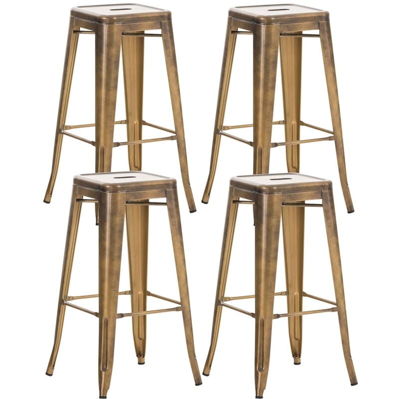 CLP - Ensemble de 4 tabourets robustes empilables en métal de style industriel dans différentes couleurs colore : or