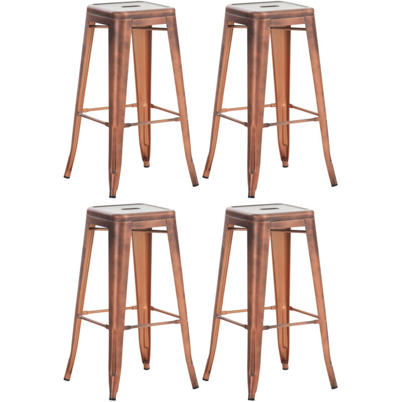 Lot de 4 tabourets de bar en métal empilables Joshua Cuivre