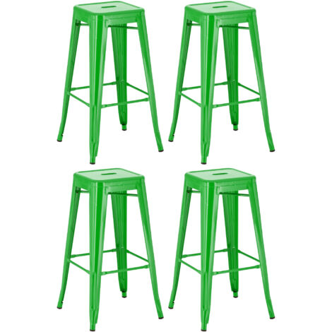 Lot de 4 tabourets de bar  en métal empilables Joshua Vert