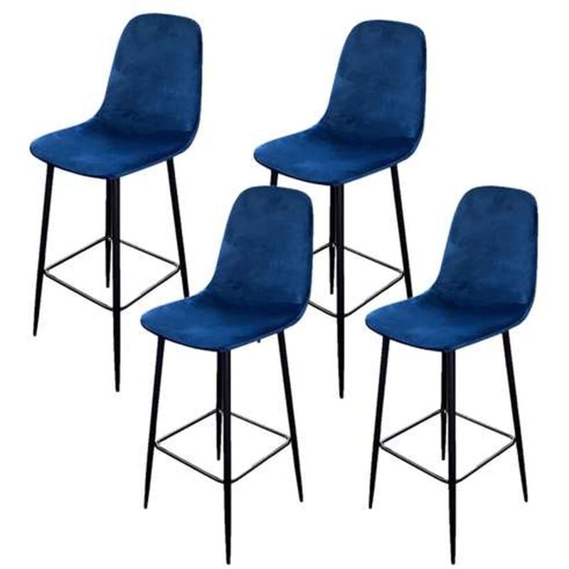 Urban Living - Lot de 4 Tabourets de bar en velours vintage Inoui