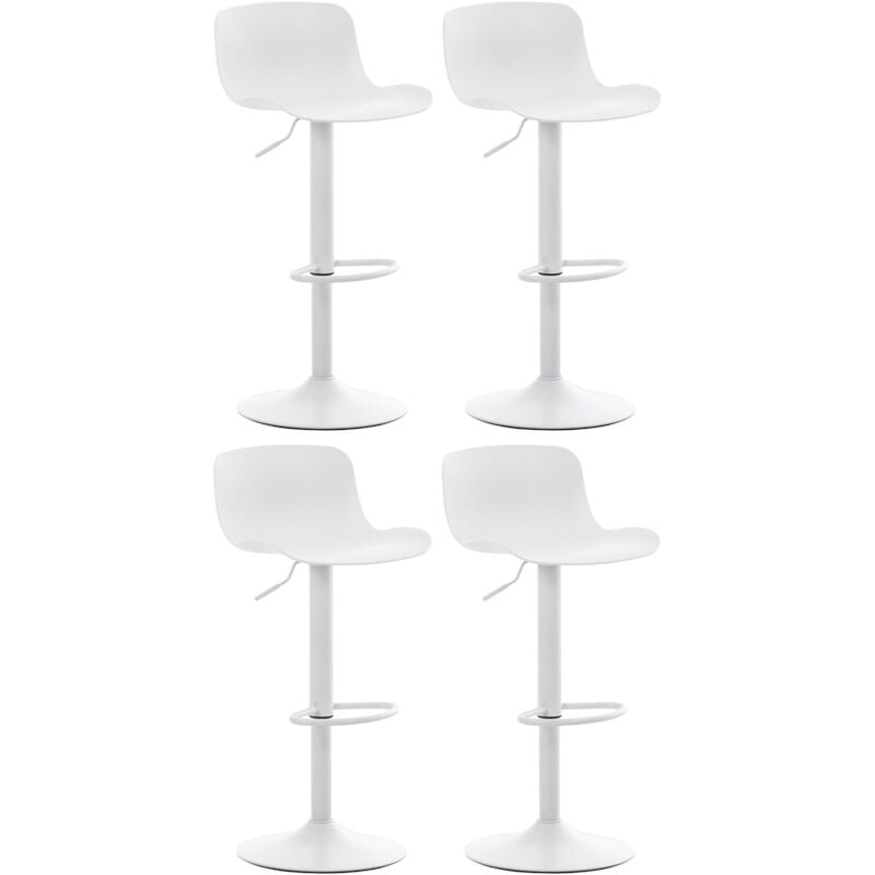 Décoshop26 - Lot de 4 tabourets de bar hauteur réglable et siège pivotant avec siège en plastique blanc métal blanc 100004491