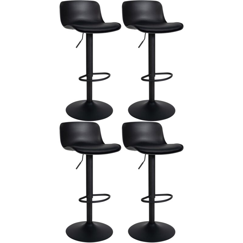 Décoshop26 - Lot de 4 tabourets de bar hauteur réglable et siège pivotant avec siège en plastique et pvc noir métal noir 100004493