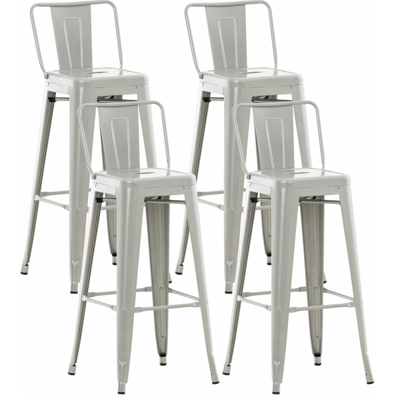 CLP - Lot de 4 tabourets de bar Mason Argent