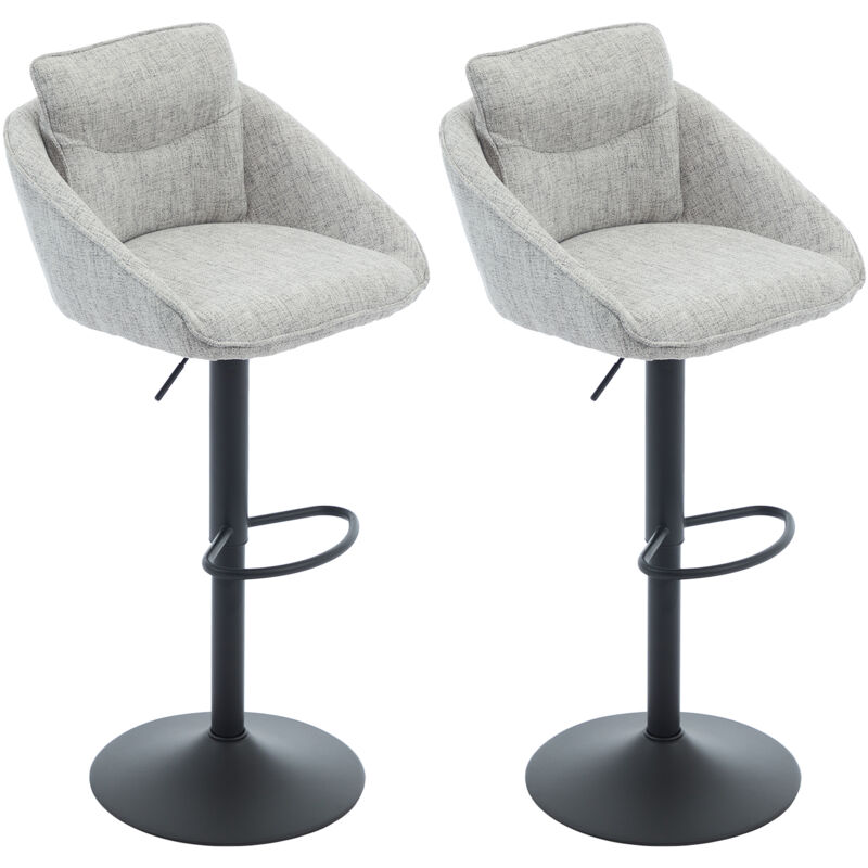 Lot de 2 Tabourets de Bar Moderne Chaise Haute Cuisine Réglable en Hauteur et Repose-Pieds, Chaise de Bar Tissu pour Cuisine, Gris, Wahson