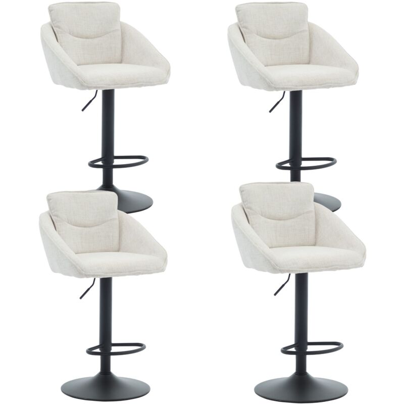 Lot de 4 Tabourets de Bar Moderne Chaise Haute Cuisine Réglable en Hauteur et Repose-Pieds, Chaise de Bar Tissu pour Cuisine, Beige, Wahson