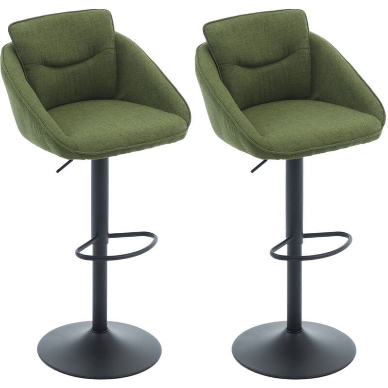 Lot de 2 Tabourets de Bar Moderne Chaise Haute Cuisine Réglable en Hauteur et Repose-Pieds, Chaise de Bar Tissu pour Cuisine, Vert, Wahson
