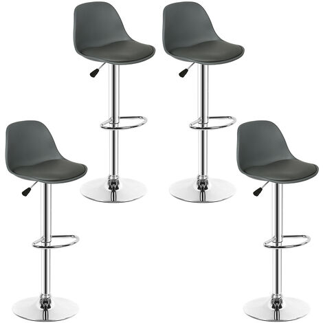 Lot de 4 Tabourets de bar rembourrés en PU Gris
