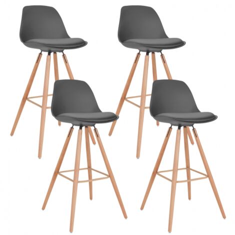 Lot de 4 Tabourets de bar SARA Gris