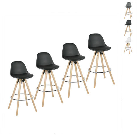 Tabouret de bar scandinave Dani noir 65 cm