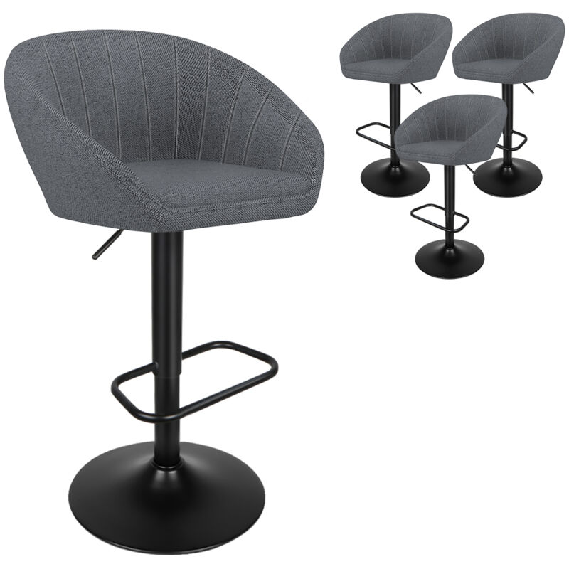 Sifree - Lot de 4 tabourets de bar scandinaves en lin naturel - pour chaises de hauteur de comptoir de 90 cm avec large assise semi-circulaire et