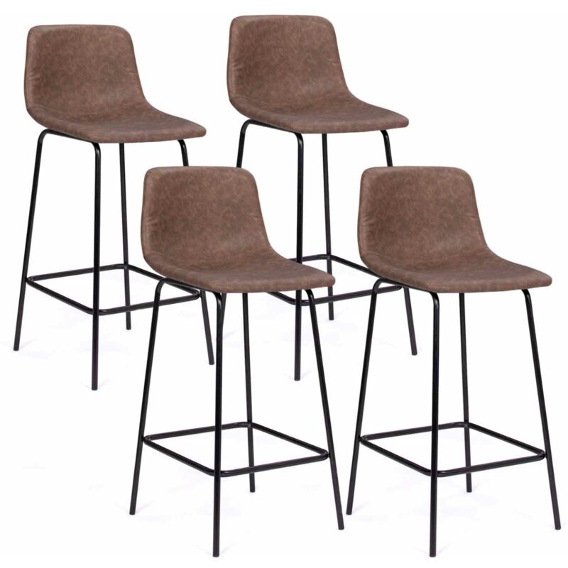 Lot de 4 tabourets de bar spring marron vintage
