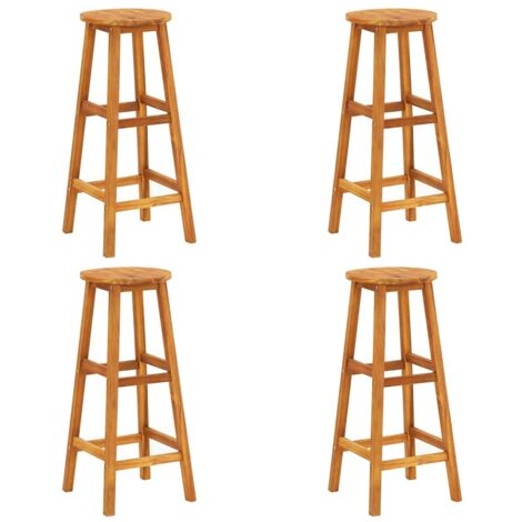 Lot de 4 Tabourets de bar Style Contemporain  Chaises de bar Bois d'acacia solide 64413