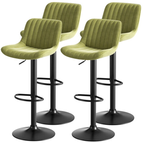 Lot de 4 tabourets de bar - tabouret pivotant hauteur réglables - tissu en velours vert