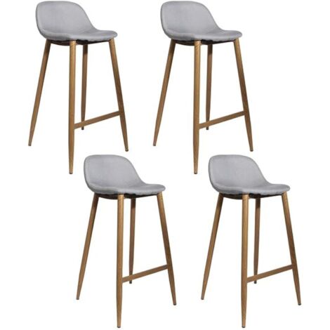 Lot de 4 Tabourets de Bar Tissu Gris