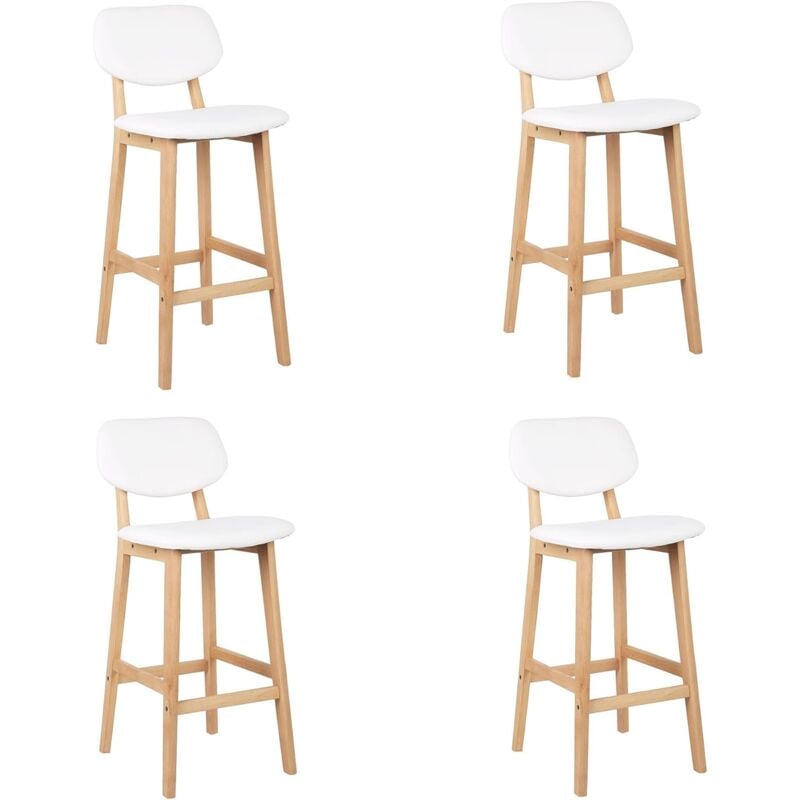 Woltu - Lot de 4 Tabourets de Bar Tabouret de Cuisine Design en Cuir Artificiel et Bois, Blanc