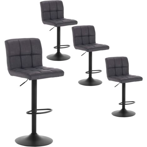 Lot de 4 Tabourets de Bar WOLTU, Tabourets de Cuisine Hauteur réglable en Cuir Vintage, Pied en Métal, Anthracite
