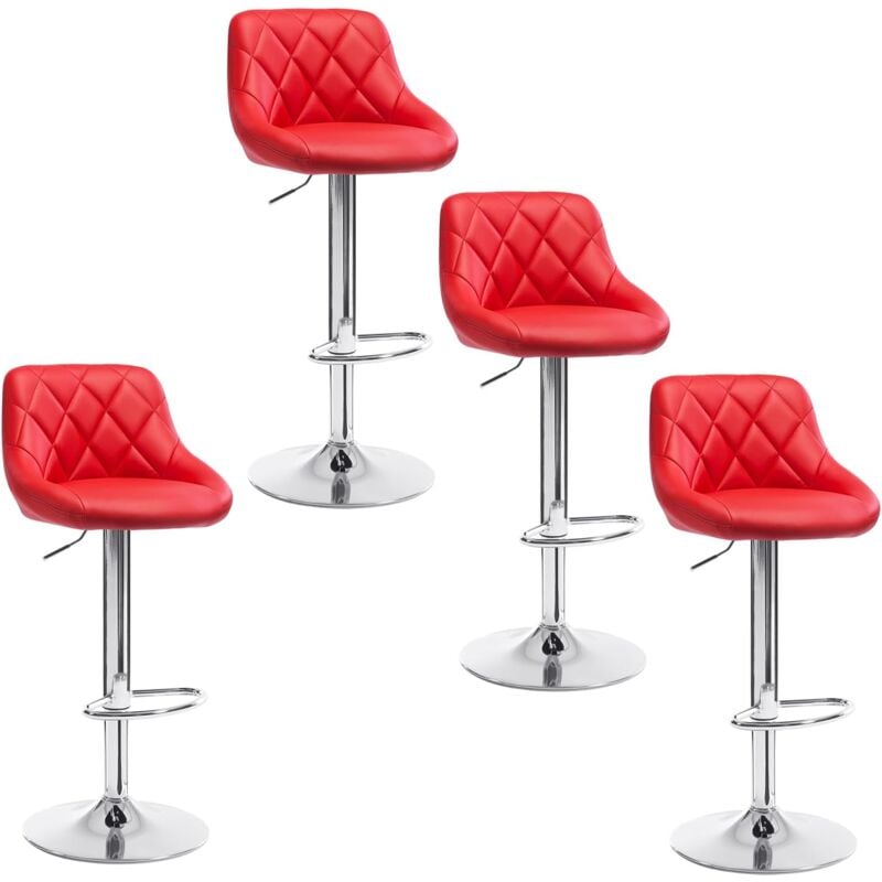 Lot de 4 Tabourets de Bar Woltu Tabourets siège pivotant en Similicuir,réglable en Hauteur, Rouge