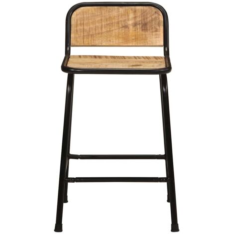 Lot de 4 Tabourets de bar，Chaise de bar bois massif manguier brut CFW463494