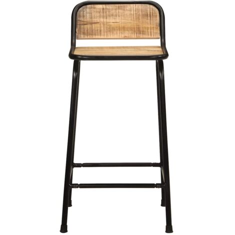 Lot de 4 Tabourets de bar，Chaise de bar bois massif manguier brut CFW501166