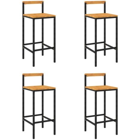 Lot de 4 Tabourets de bar，Chaise de bar noir résine tressée et bois d'acacia CFW288626