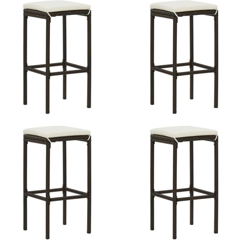 Lot de 4 Tabourets de bar,Chaise de Bar,Tabouret Haut avec coussins marron résine tressée CFW99671